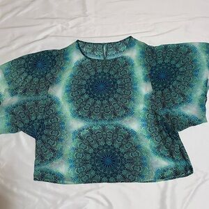 Teal/Green Pattern Blouse